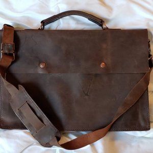 Brown Leather Laptop Briefcase.